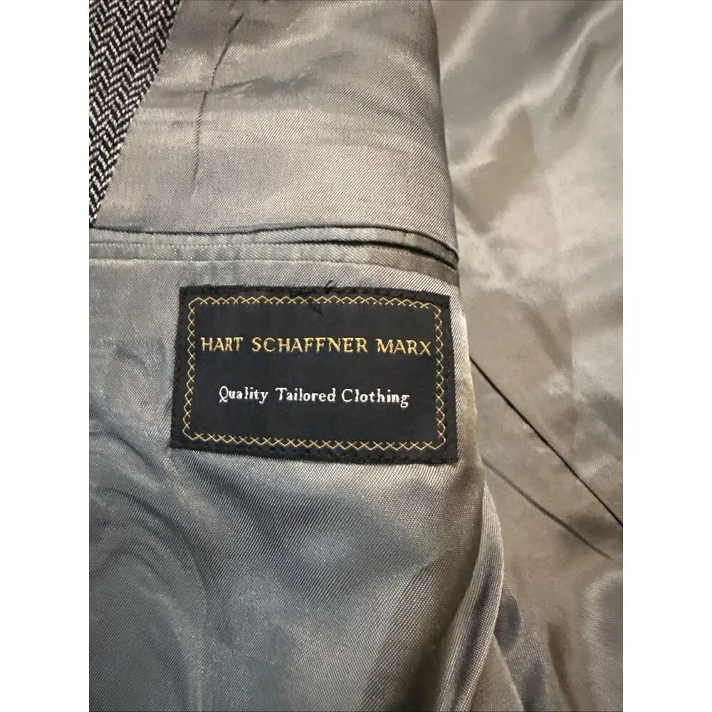 Hart Schaffner Marx Blazer Men 42R Herringbone Three Button - Picture 5 of 14